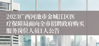 2023广西河池市金城江区医疗保障局面向全市招聘政府购买服务岗位人员1人公告