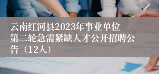 云南红河县2023年事业单位第二轮急需紧缺人才公开招聘公告（12人）