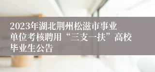 2023年湖北荆州松滋市事业单位考核聘用“三支一扶”高校毕业生公告