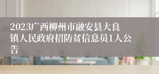 2023广西柳州市融安县大良镇人民政府招防贫信息员1人公告