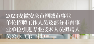 2023安徽安庆市桐城市事业单位招聘工作人员及部分市直事业单位引进专业技术人员拟聘人员公示（第一批）