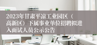 2023年甘肃平凉工业园区（高新区）下属事业单位招聘拟进入面试人员公示公告