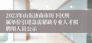 2023年山东济南市历下区所属单位引进急需紧缺专业人才拟聘用人员公示