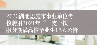 2023湖北恩施市事业单位考核聘用2021年“三支一扶”服务期满高校毕业生13人公告