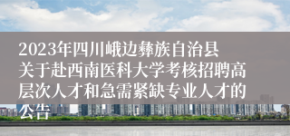 2023年四川峨边彝族自治县关于赴西南医科大学考核招聘高层次人才和急需紧缺专业人才的公告