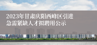 2023年甘肃庆阳西峰区引进急需紧缺人才拟聘用公示