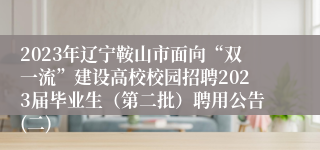 2023年辽宁鞍山市面向“双一流”建设高校校园招聘2023届毕业生（第二批）聘用公告(二)