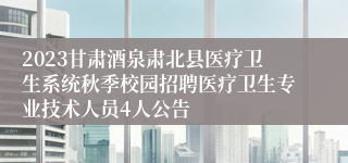 2023甘肃酒泉肃北县医疗卫生系统秋季校园招聘医疗卫生专业技术人员4人公告