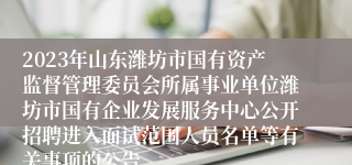 2023年山东潍坊市国有资产监督管理委员会所属事业单位潍坊市国有企业发展服务中心公开招聘进入面试范围人员名单等有关事项的公告