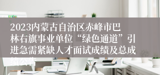 2023内蒙古自治区赤峰市巴林右旗事业单位“绿色通道”引进急需紧缺人才面试成绩及总成绩公告