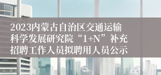 2023内蒙古自治区交通运输科学发展研究院“1+N”补充招聘工作人员拟聘用人员公示