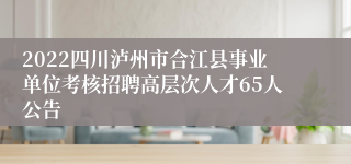 2022四川泸州市合江县事业单位考核招聘高层次人才65人公告