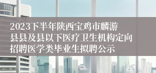 2023下半年陕西宝鸡市麟游县县及县以下医疗卫生机构定向招聘医学类毕业生拟聘公示