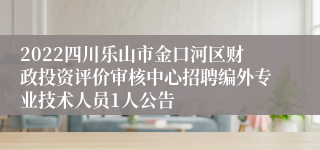 2022四川乐山市金口河区财政投资评价审核中心招聘编外专业技术人员1人公告