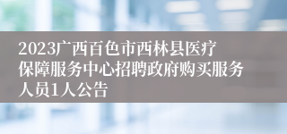 2023广西百色市西林县医疗保障服务中心招聘政府购买服务人员1人公告
