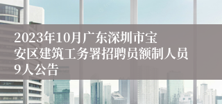 2023年10月广东深圳市宝安区建筑工务署招聘员额制人员9人公告