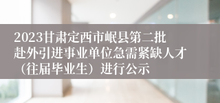 2023甘肃定西市岷县第二批赴外引进事业单位急需紧缺人才（往届毕业生）进行公示