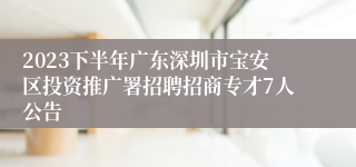 2023下半年广东深圳市宝安区投资推广署招聘招商专才7人公告