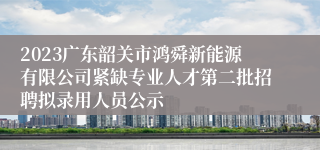 2023广东韶关市鸿舜新能源有限公司紧缺专业人才第二批招聘拟录用人员公示