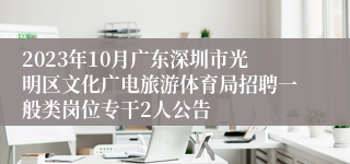 2023年10月广东深圳市光明区文化广电旅游体育局招聘一般类岗位专干2人公告