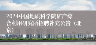 2024中国地质科学院矿产综合利用研究所招聘补充公告（北京）