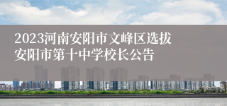 2023河南安阳市文峰区选拔安阳市第十中学校长公告