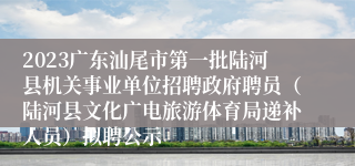 2023广东汕尾市第一批陆河县机关事业单位招聘政府聘员（陆河县文化广电旅游体育局递补人员）拟聘公示