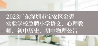 2023广东深圳市宝安区金碧实验学校急聘小学语文、心理教师、初中历史、初中物理公告