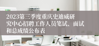 2023第三季度重庆史迪威研究中心招聘工作人员笔试、面试和总成绩公布表