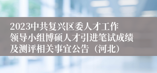 2023中共复兴区委人才工作领导小组博硕人才引进笔试成绩及测评相关事宜公告（河北）