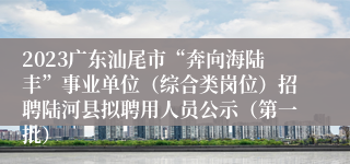 2023广东汕尾市“奔向海陆丰”事业单位（综合类岗位）招聘陆河县拟聘用人员公示（第一批）
