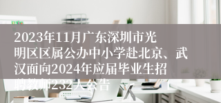 2023年11月广东深圳市光明区区属公办中小学赴北京、武汉面向2024年应届毕业生招聘教师232人公告