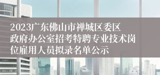 2023广东佛山市禅城区委区政府办公室招考特聘专业技术岗位雇用人员拟录名单公示