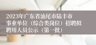 2023年广东省汕尾市陆丰市事业单位（综合类岗位）招聘拟聘用人员公示（第一批）