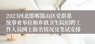 2023河北邯郸邯山区党群系统事业单位和乡镇卫生院招聘工作人员网上报名情况及笔试安排通知