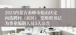 2023内蒙古赤峰市松山区定向选聘村（社区） 党组织书记为事业编制人员3人公告