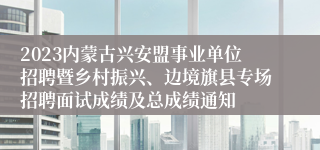 2023内蒙古兴安盟事业单位招聘暨乡村振兴、边境旗县专场招聘面试成绩及总成绩通知