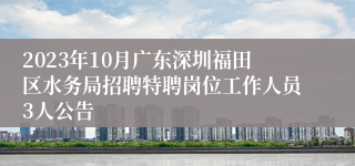 2023年10月广东深圳福田区水务局招聘特聘岗位工作人员3人公告