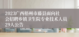 2023广西梧州市藤县面向社会招聘乡镇卫生院专业技术人员29人公告