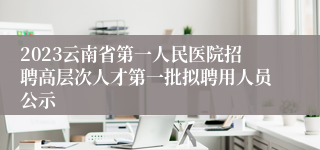 2023云南省第一人民医院招聘高层次人才第一批拟聘用人员公示