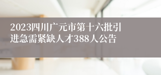 2023四川广元市第十六批引进急需紧缺人才388人公告