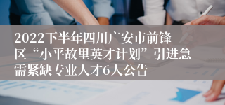 2022下半年四川广安市前锋区“小平故里英才计划”引进急需紧缺专业人才6人公告