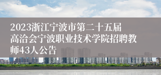 2023浙江宁波市第二十五届高洽会宁波职业技术学院招聘教师43人公告