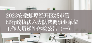 2023安徽蚌埠经开区城市管理行政执法六大队选调事业单位工作人员递补体检公告（一）