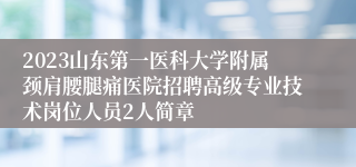 2023山东第一医科大学附属颈肩腰腿痛医院招聘高级专业技术岗位人员2人简章