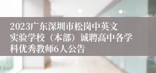 2023广东深圳市松岗中英文实验学校（本部）诚聘高中各学科优秀教师6人公告