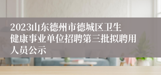 2023山东德州市德城区卫生健康事业单位招聘第三批拟聘用人员公示