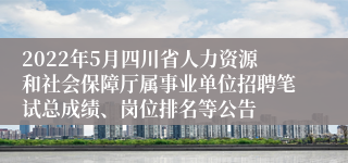 2022年5月四川省人力资源和社会保障厅属事业单位招聘笔试总成绩、岗位排名等公告