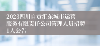 2023四川自贡汇东城市运营服务有限责任公司管理人员招聘1人公告