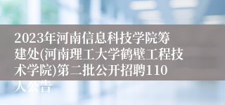 2023年河南信息科技学院筹建处(河南理工大学鹤壁工程技术学院)第二批公开招聘110人公告